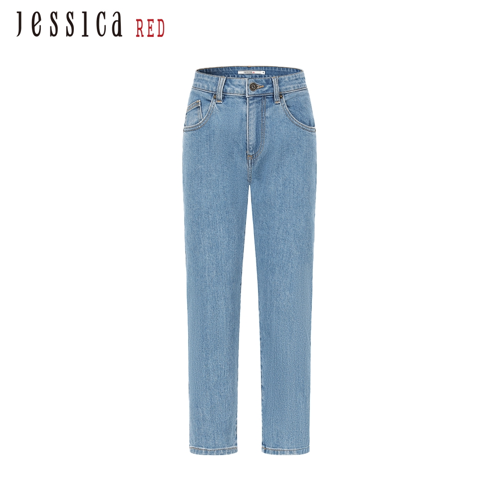 JESSICA RED - 百搭舒適顯瘦煙管牛仔褲824222（淺藍）