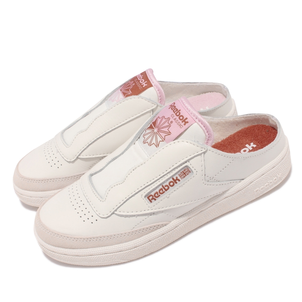 Reebok 休閒鞋 Club C Laceless Mule女鞋 套腳 半包拖鞋 輕便 休閒穿搭 鴛鴦 米白 粉 GZ5319