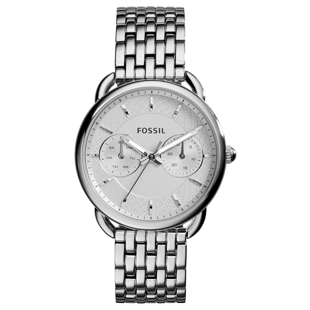 FOSSIL 絕美節錶鏈雙眼顯示女錶-白色x34mm-ES3712