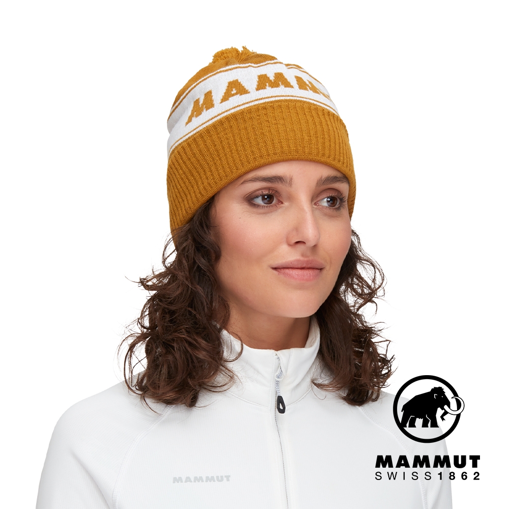 Mammut 長毛象】Peaks Beanie 保暖針織LOGO毛球羊毛帽獵豹褐#1191