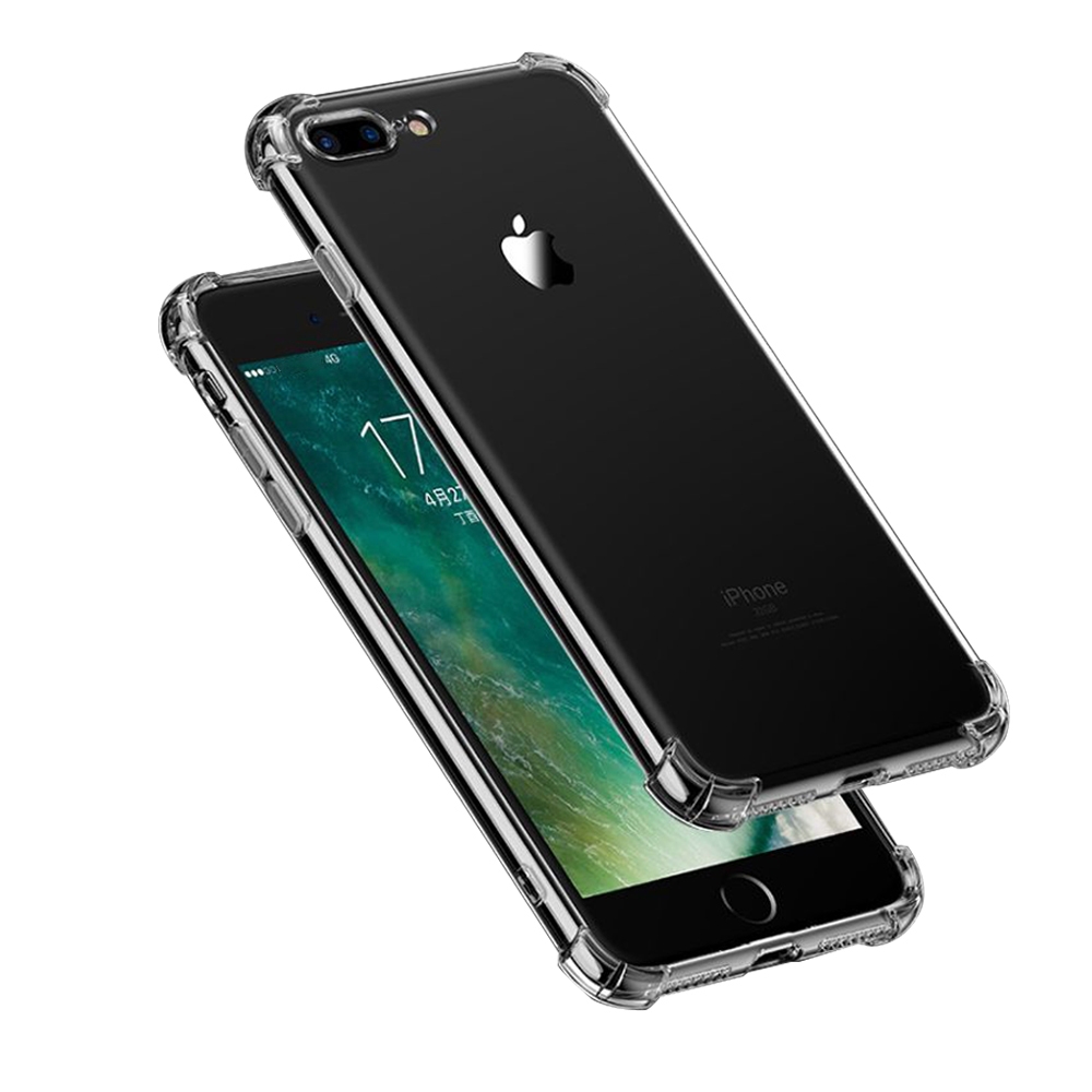 iPhone 7 8Plus 四角防摔空壓手機保護殼 7Plus手機殼 8Plus手機殼 透明黑