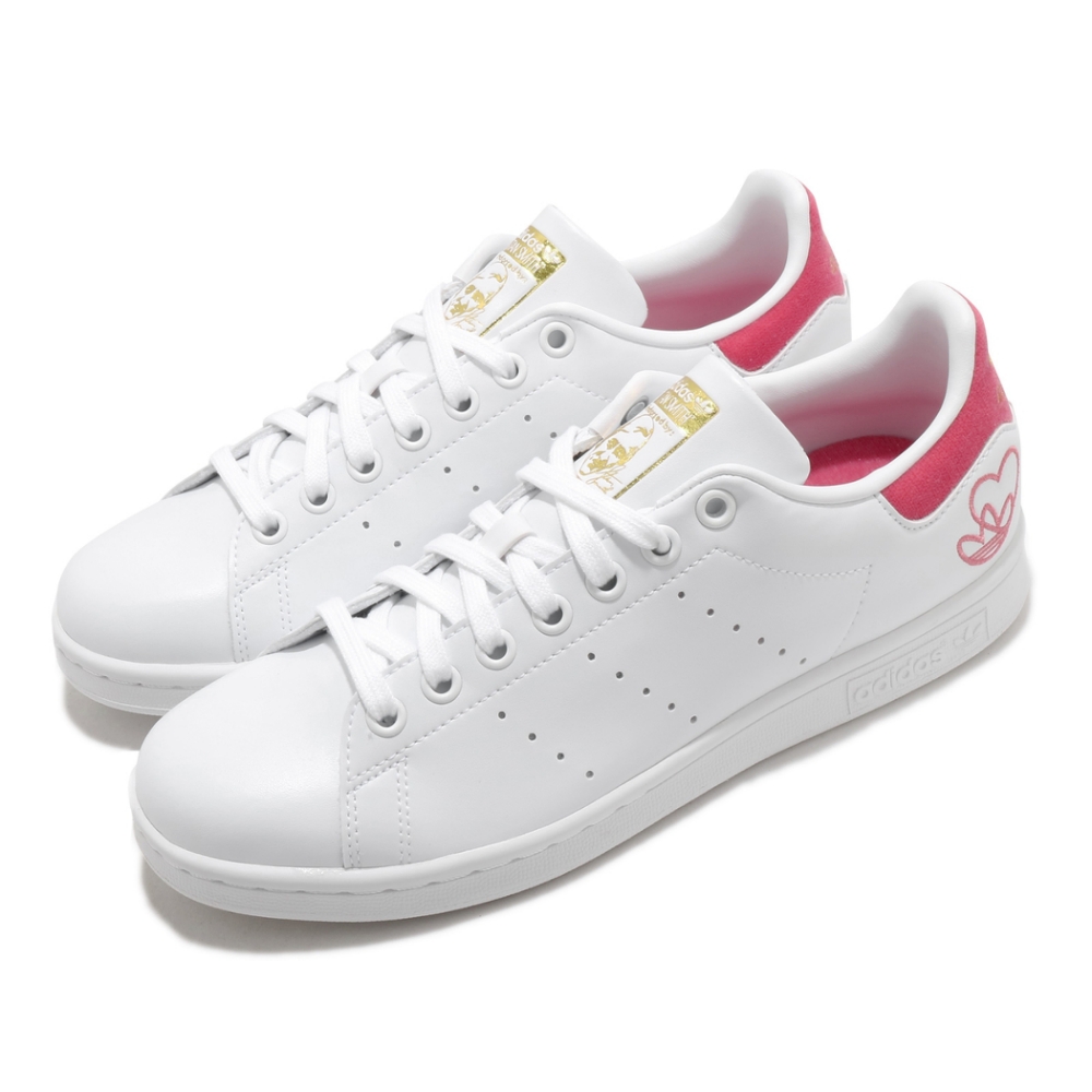 adidas 休閒鞋 Stan Smith 復古 低筒 女鞋 愛迪達 三葉草 史密斯 老人頭 愛心 白 粉 G55666