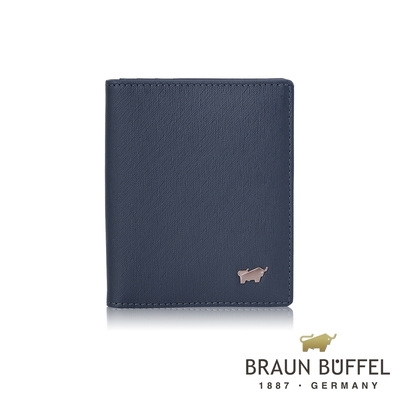 【BRAUN BUFFEL 德國小金牛】台灣總代理 HOMME-M 10卡名片夾-深藍色/BF306-401-MAR