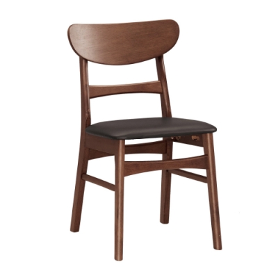 Boden-羅尼亞胡桃色黑皮餐椅/單椅-45x50x78cm