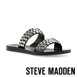 STEVE MADDEN-RAZOR 鉚釘雙帶平底涼拖鞋-黑色