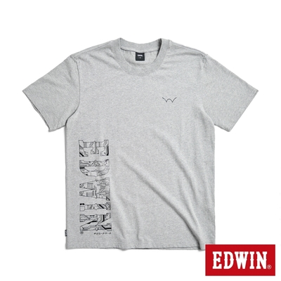 EDWIN 直立大LOGO短袖T恤-男-麻灰色