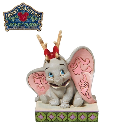 正版授權 enesco 小飛象 聖誕鹿角 塑像 公仔 精品雕塑 dumbo 迪士尼 disney - 294862