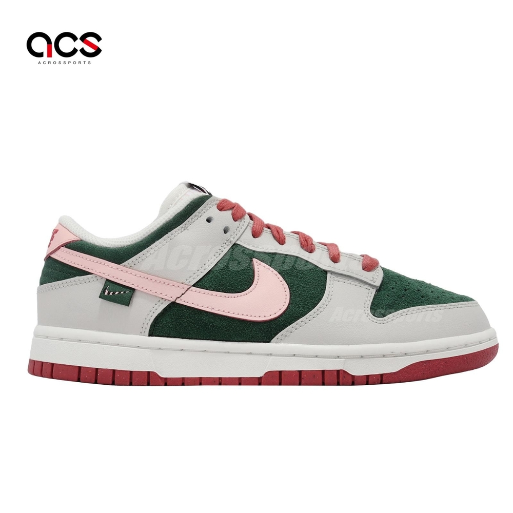 Nike 休閒鞋Wmns Dunk Low SE 女鞋綠米白粉鴛鴦皮革麂皮低筒FN8923-061