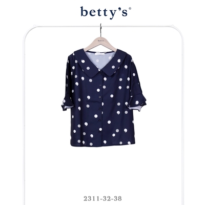 betty’s專櫃款 若隱若現紗袖點點逗號圓角領襯衫(共二色)