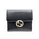 【福利品】GUCCI 經典GG金屬LOGO皮革扣式零錢夾短夾 黑色 product thumbnail 1