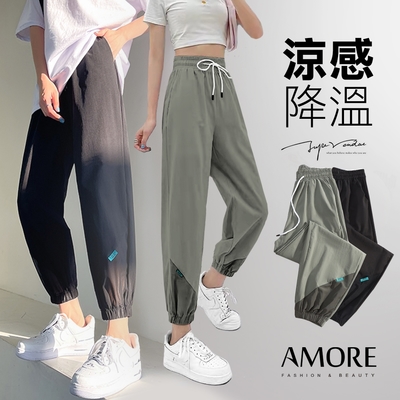 【Amore】夏日韓版拼接涼感休閒褲