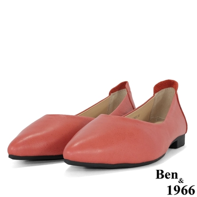 Ben&1966高級頭層牛皮經典舒適包鞋-西瓜紅(206113)