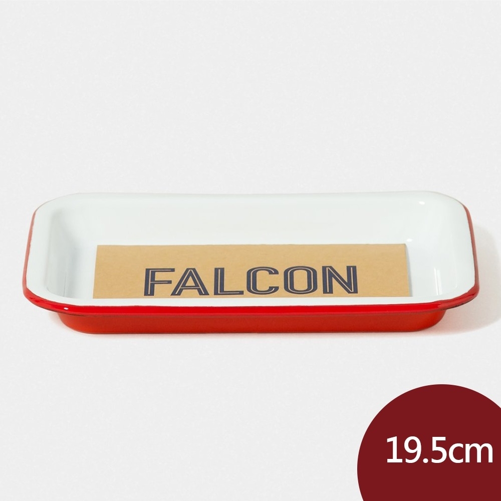 英國Falcon 獵鷹琺瑯 小托盤 紅白 19.5cm