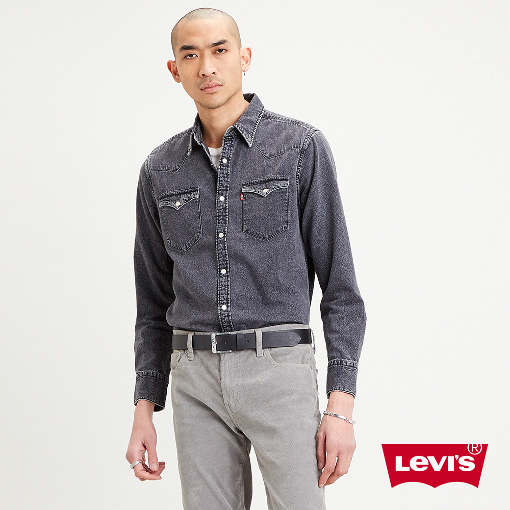 Levis 男款 牛仔襯衫 / 休閒版型 / 黑灰水洗