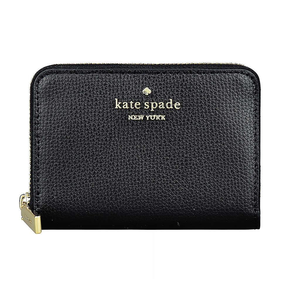 Kate Spade DARCY字母LOGO牛皮6卡拉鍊短夾(小/黑)