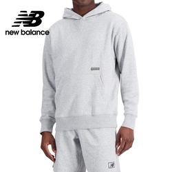 [New Balance]簡約LOGO棉質連帽長袖上衣_男性_灰色_MT33540AG