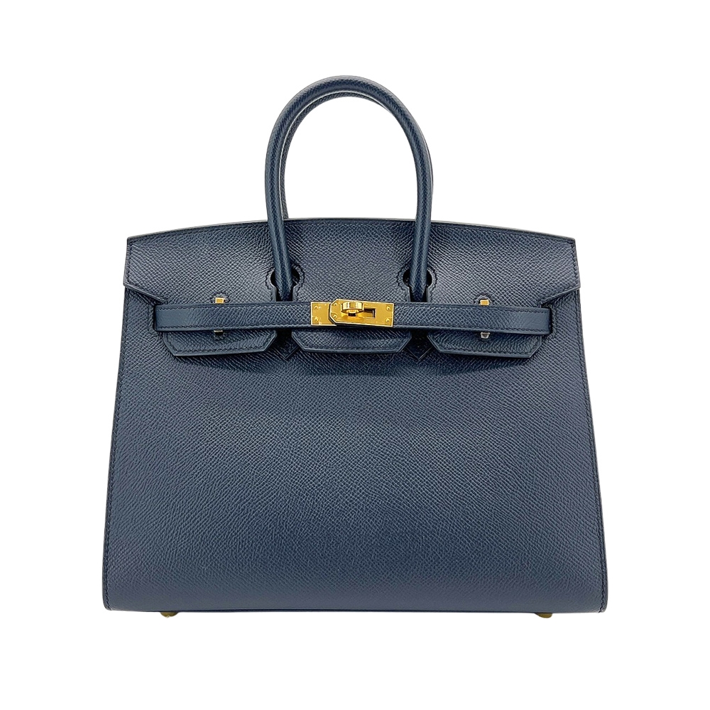 Hermes Birkin Epsom牛皮金釦外縫二用包-25cm(76藍)