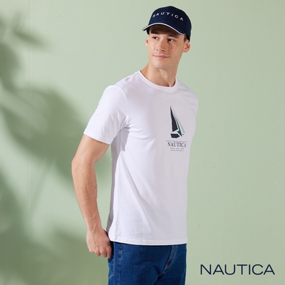 Nautica男裝 品牌LOGO帆船圖騰短袖T恤-白色