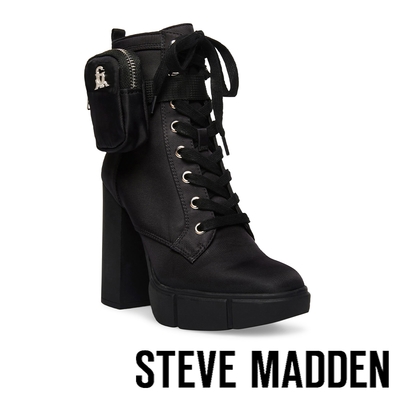 STEVE MADDEN-RENEGADE-P 高底台高跟綁帶口袋靴-黑色