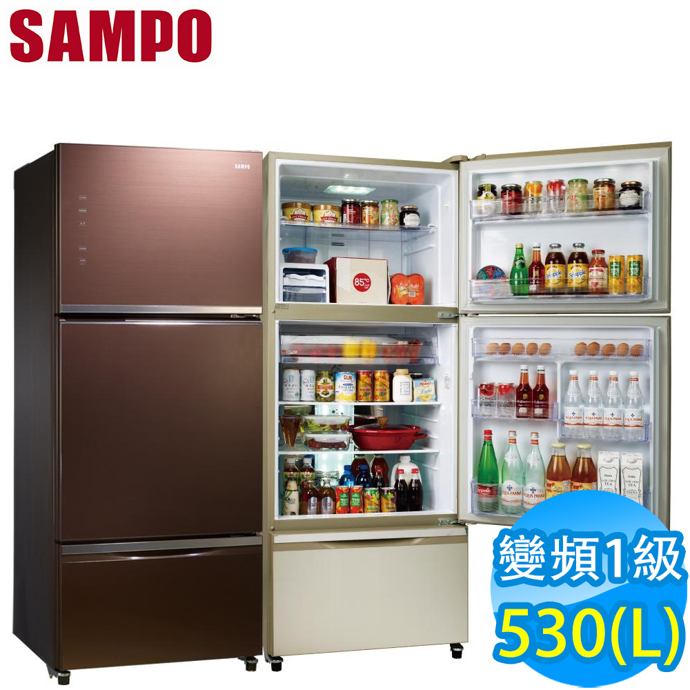 SAMPO聲寶 530L 1級變頻3門電冰箱 SR-A53GDV(R7) 琉璃棕
