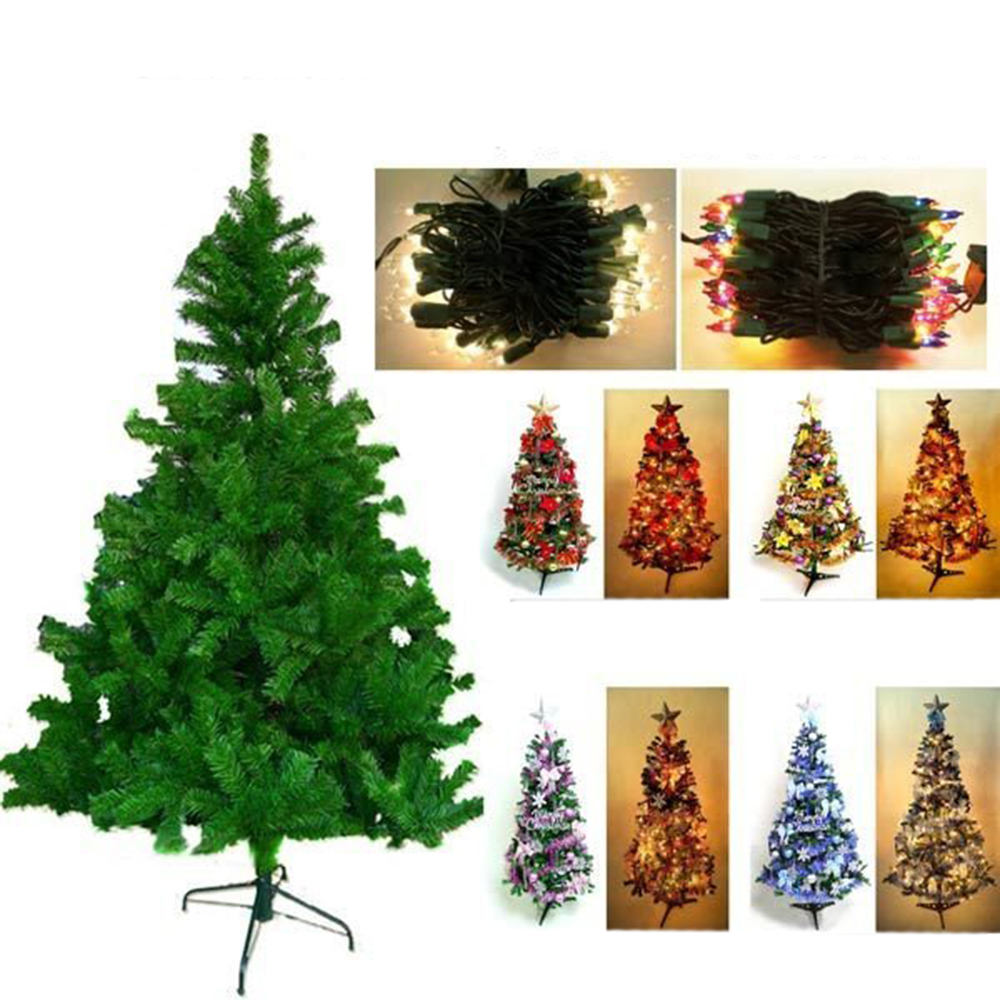 摩達客 12尺豪華版綠聖誕樹(飾品組+100燈鎢絲樹燈8串)