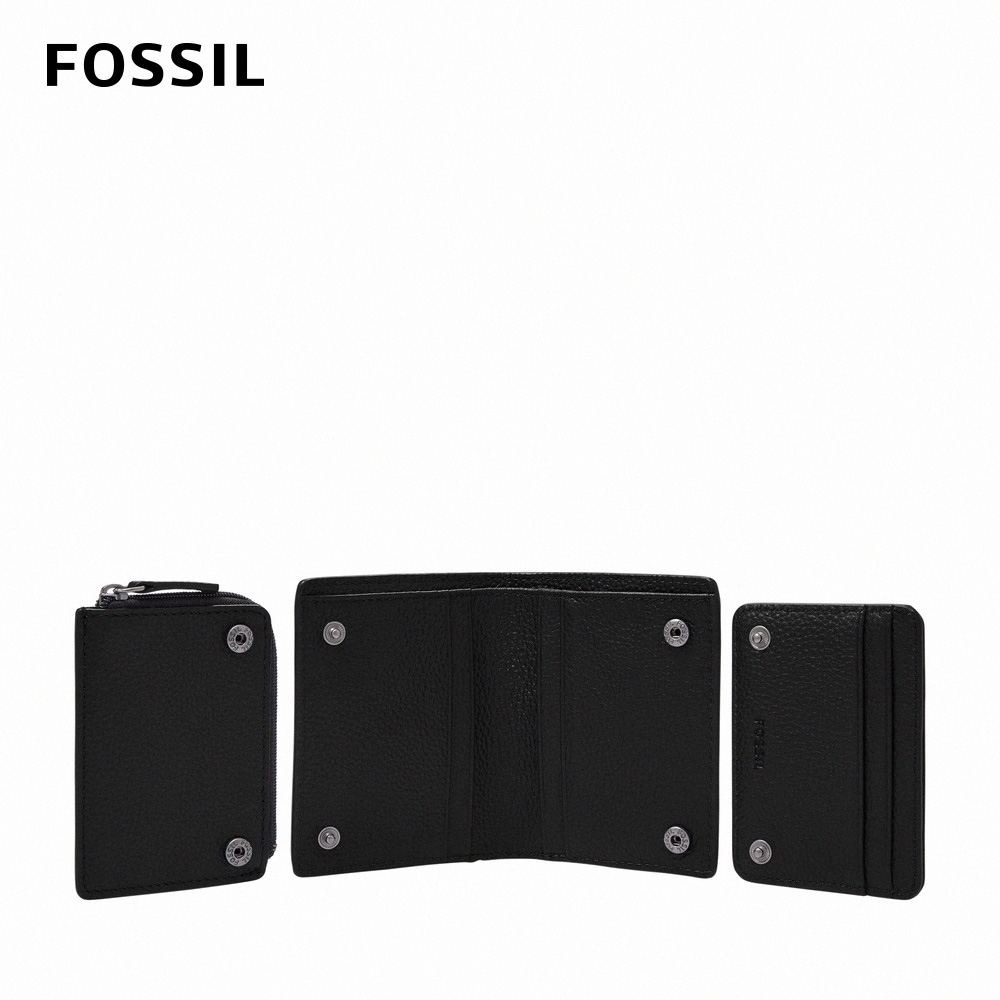 FOSSIL Thad 真皮可拆式三用卡夾組-黑色 ML4342001