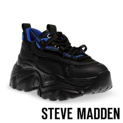 STEVE MADDEN-RECOUPE 厚底綁帶拼接老爹鞋-藍黑色