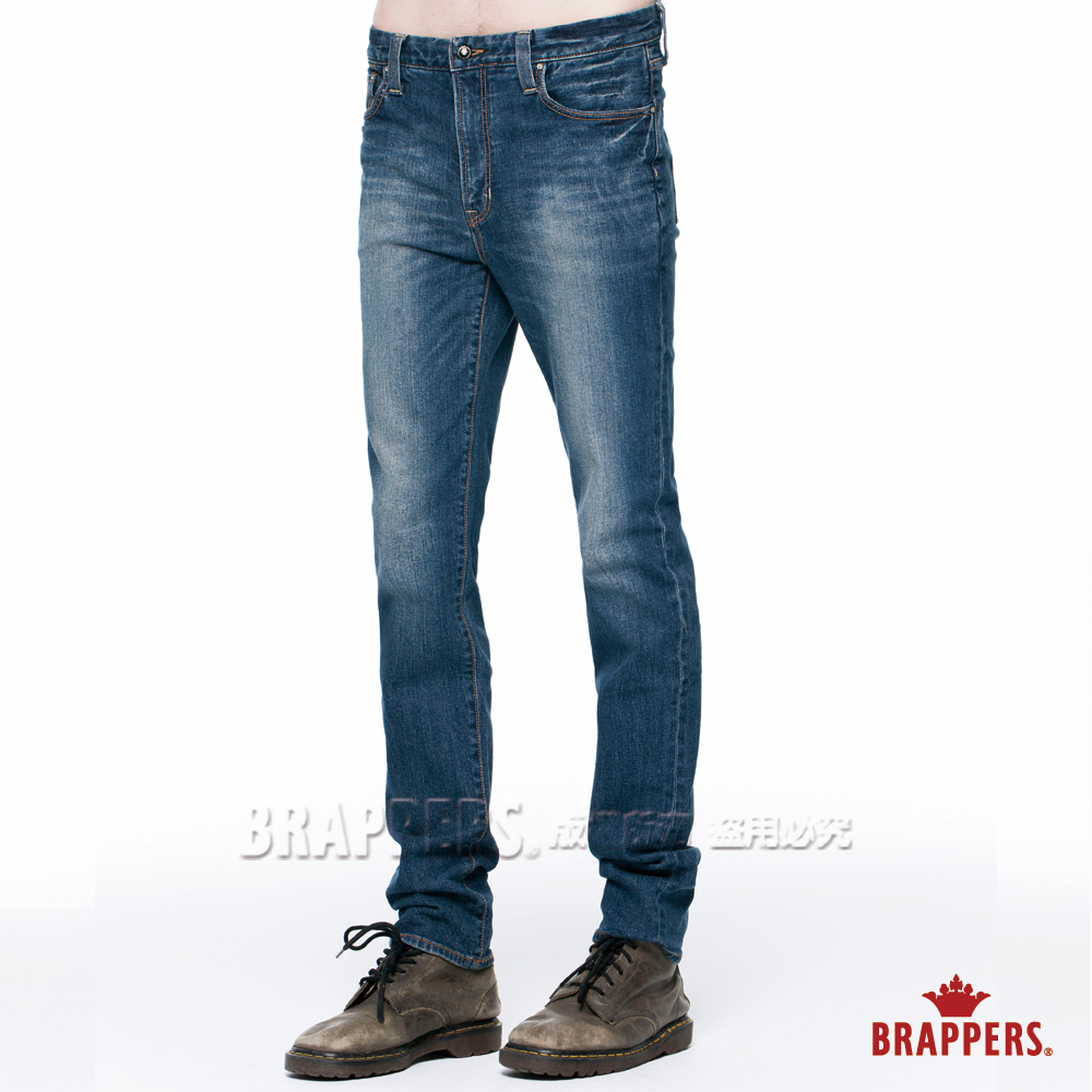 BRAPPERS 男款 HY年輕版系列-中低腰彈性直筒褲-藍