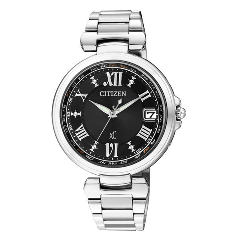 CITIZEN xC 華麗巴洛克都會電波腕錶-銀黑-35mm