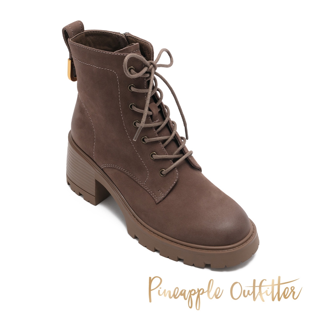 Pineapple Outfitter-BURL 真皮綁帶中跟短筒馬汀靴-棕色