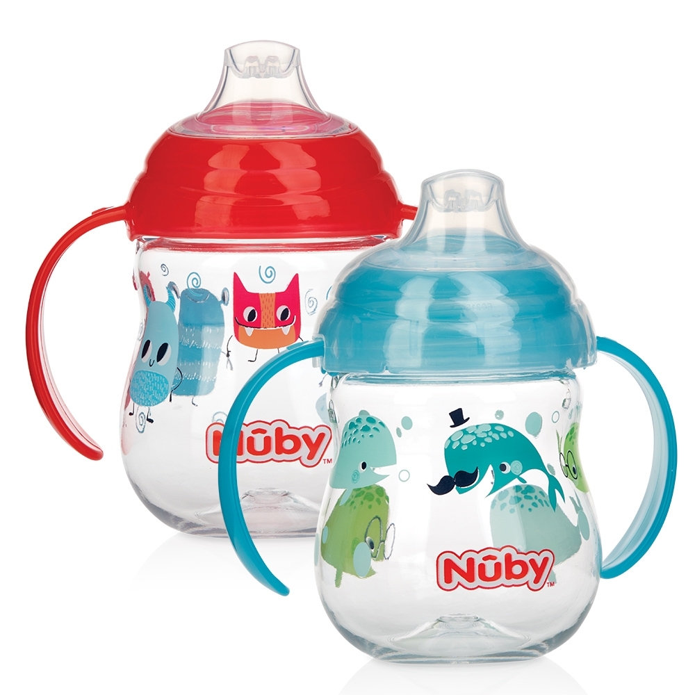 【美國 Nuby】晶透學飲杯(鴨嘴)270ml (顏色款式隨機出貨)