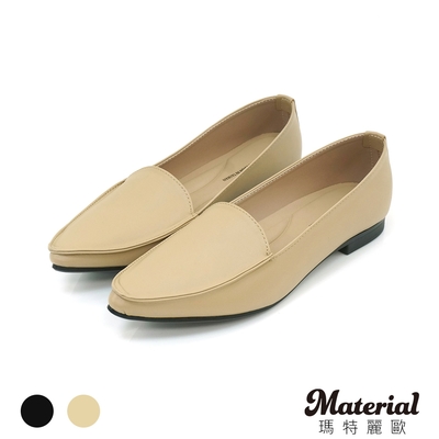 Material瑪特麗歐 樂福鞋 MIT尖頭素面包鞋 T5425