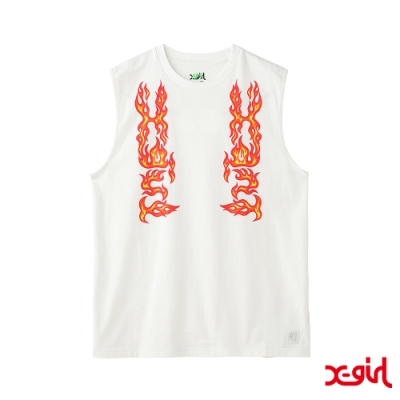 X-girl 1FLARE LOGO TANK TOP無袖上衣-白