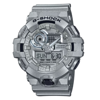 CASIO 卡西歐 G-SHOCK 銀色金屬 未來感 耐衝擊構造_GA-700FF-8A_53.4mm