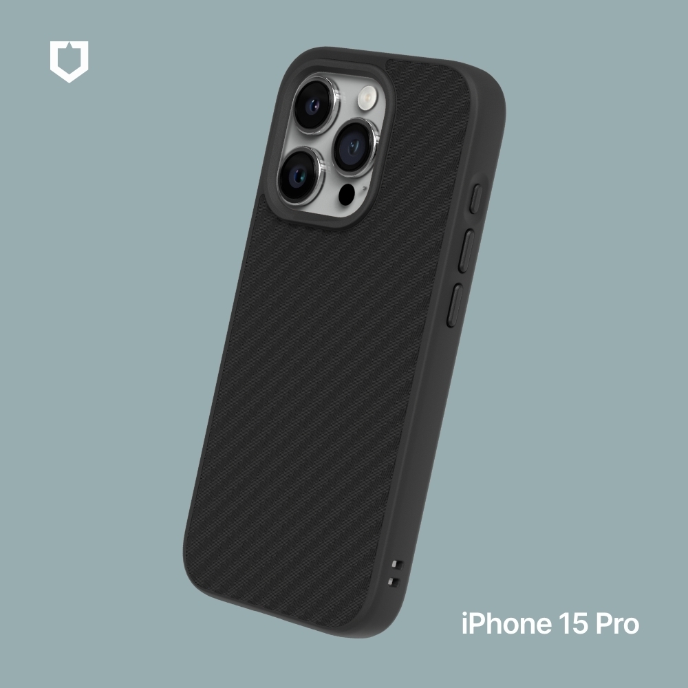 犀牛盾 iPhone 15 Pro(6.1吋) SolidSuit防摔背蓋手機殼-碳纖維紋路