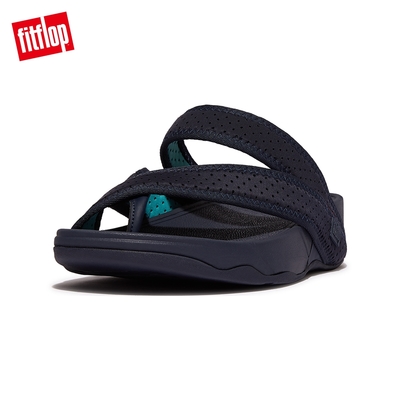 【FitFlop】SLING MENS WATER-RESISTANT PERF TOE-POST SANDALS透氣淺水布夾腳涼鞋-男(午夜藍/大溪地藍)