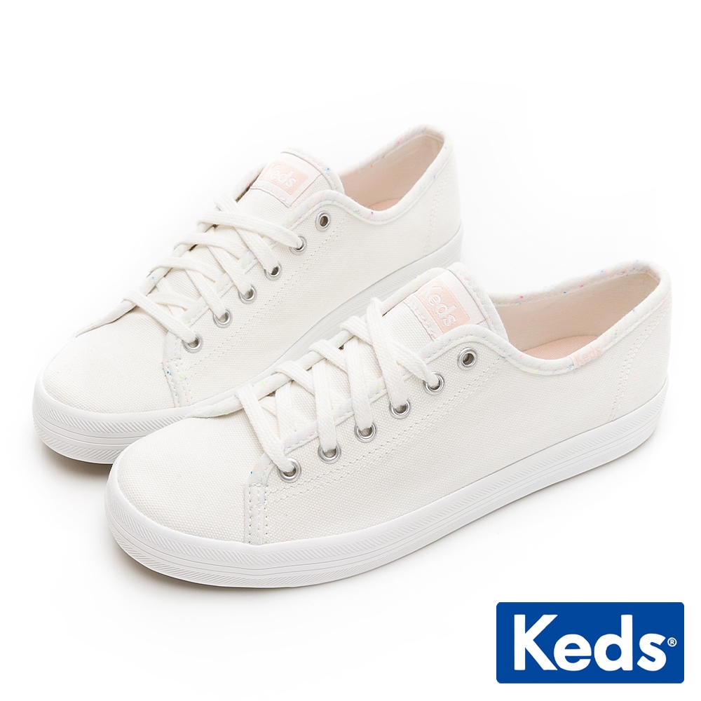 Keds KICKSTART 甜美鞋口點點帆布鞋-奶油白