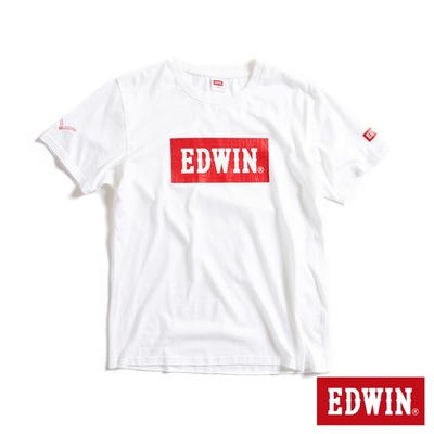 EDWIN 經典大紅標LOGO短袖T恤-男-米白色