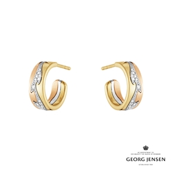 Georg Jensen 喬治傑生 FUSION 耳環，小-18K玫瑰金,18 K白金,18K黃金