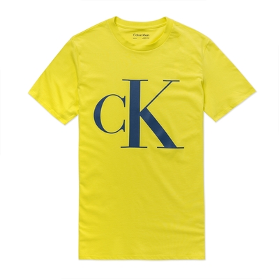 Calvin Klein CK 熱銷印刷文字圖案短袖T恤-銀光黃色