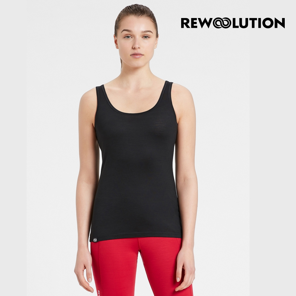 【Rewoolution】女 RAINBOW 140g背心[黑] 義大利品牌 登山必備 羊毛衣 運動上衣 背心 REBB1WU50195