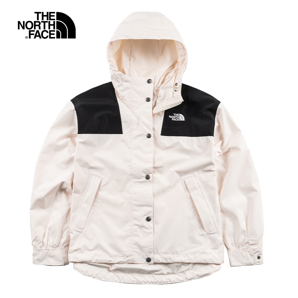 【The North Face 官方旗艦】北面女款白色防水透氣連帽衝鋒衣｜7QSIN3N