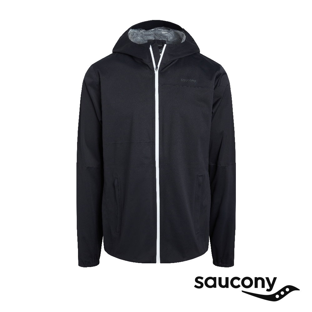 【SAUCONY 索康尼】機能運動夾克/男 服飾 原廠貨 DRIZZLE 2.0 JACKET(正黑-SCSAM800262-BK)