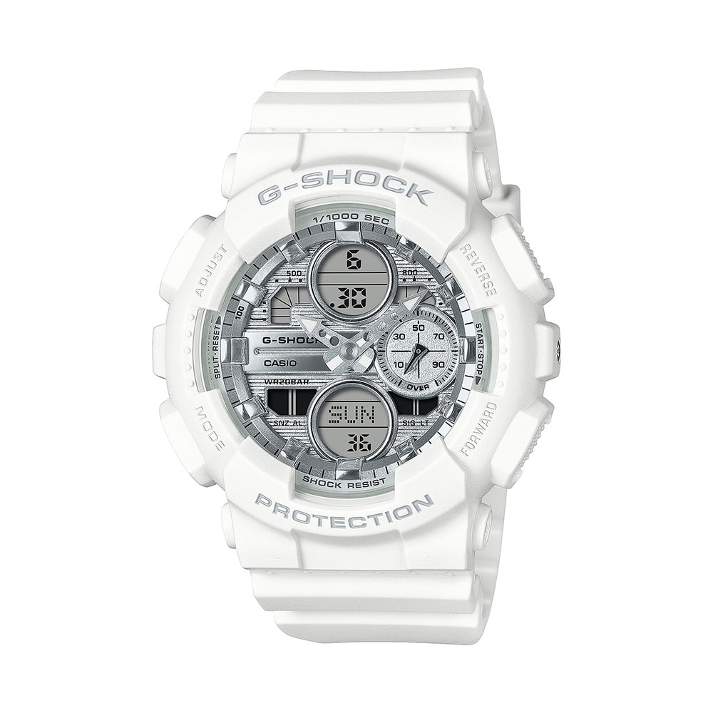 CASIO卡西歐 G-SHOCK  白色假期 耀眼銀白 雙顯系列 GMA-S140VA-7A_45.9mm