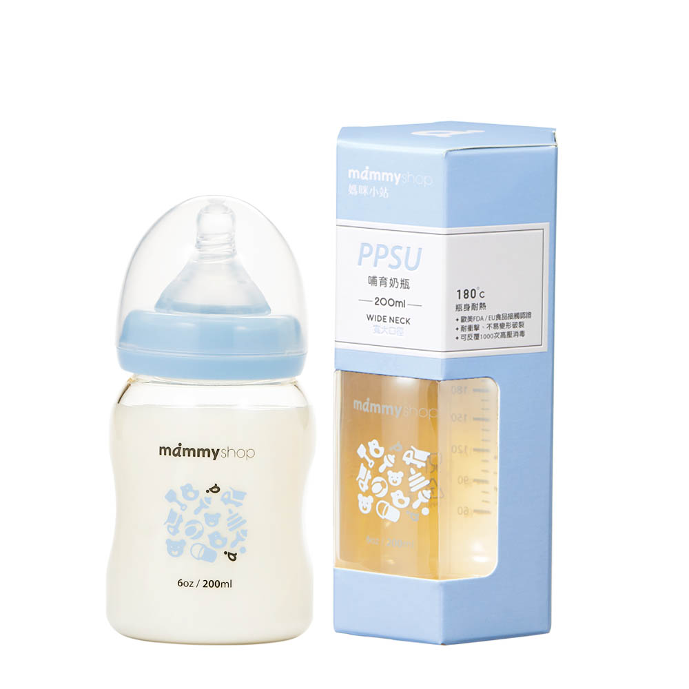 【mammyshop 媽咪小站】 母感體驗2.0 PPSU奶瓶-寬口200ml-藍