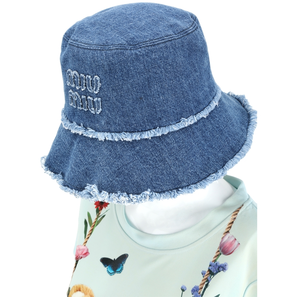 miu miu 不修邊牛仔帆布漁夫帽(藍色) | 精品服飾/鞋子| Yahoo奇摩購物中心
