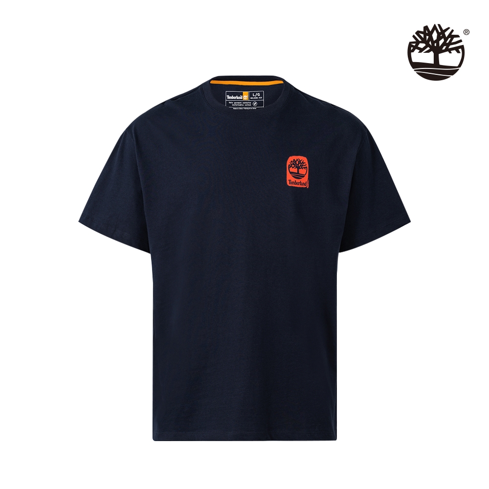 Timberland 男款深寶石藍純棉背部標語短袖T恤|A6CKX433