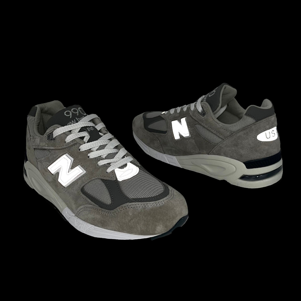 New Balance 休閒鞋990 V2 男鞋灰銀美製反光拼接麂皮運動鞋NB 紐巴倫