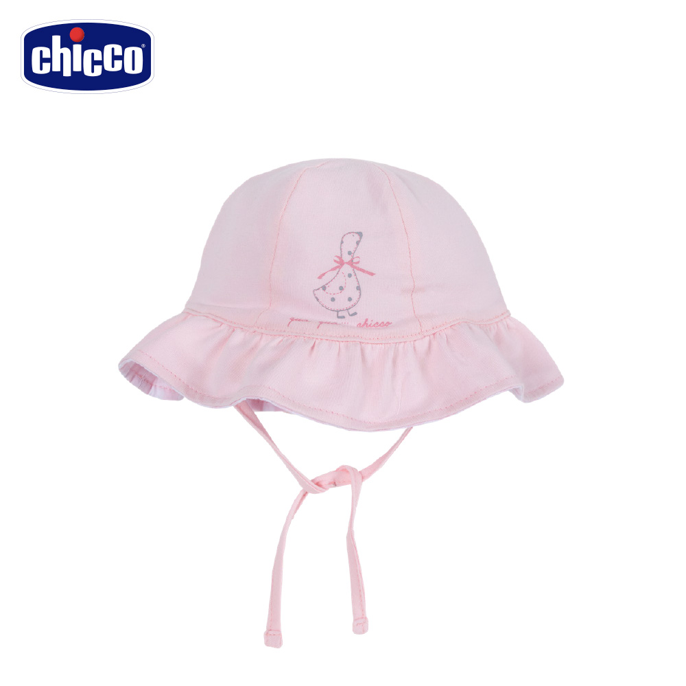 chicco-蜜粉格-荷葉綁帶帽
