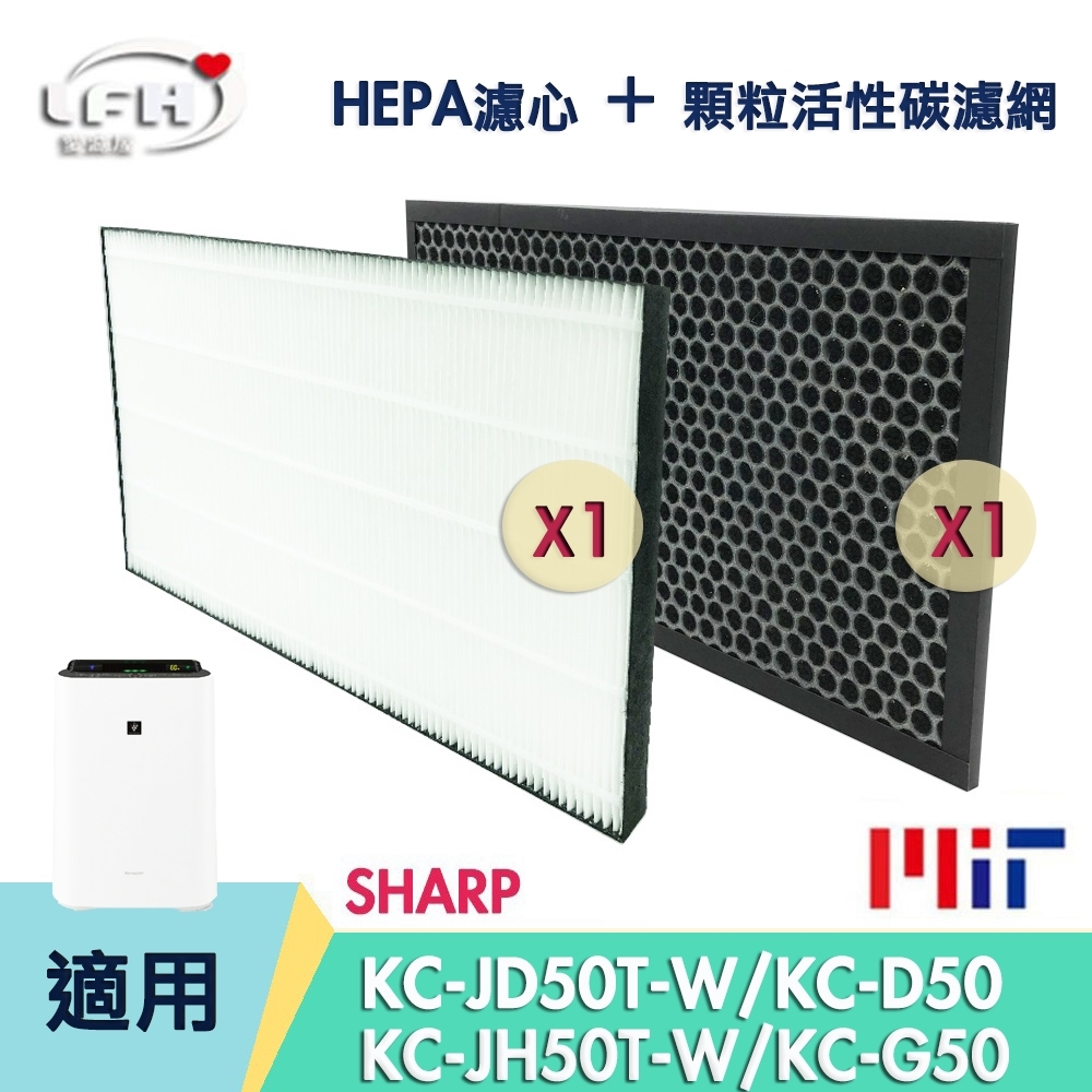 LFH HEPA濾心+顆粒活性碳清淨機濾網 適用：SHARP夏普 KC-JD50T、G/D/E50、FZ-D40DFE